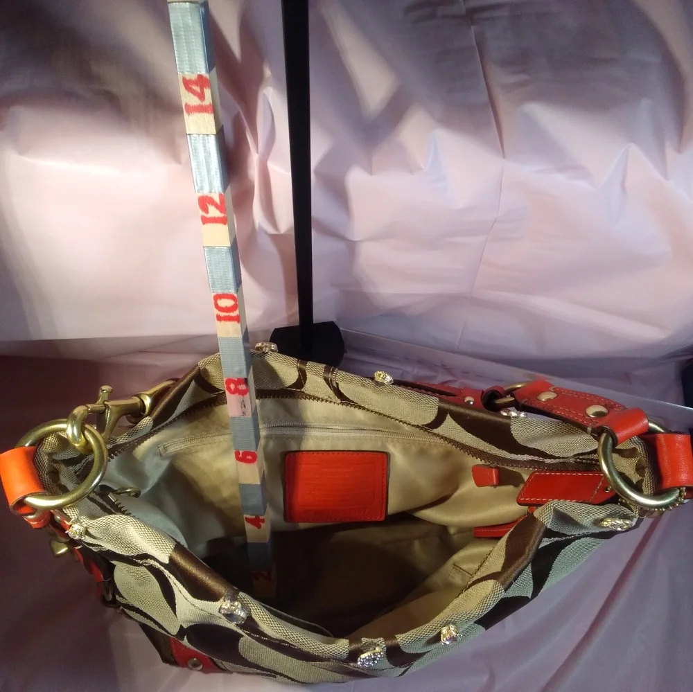 Coach Signature Tote w/Red Strap M0726-11867    Blinged § # - Picture 9 of 13